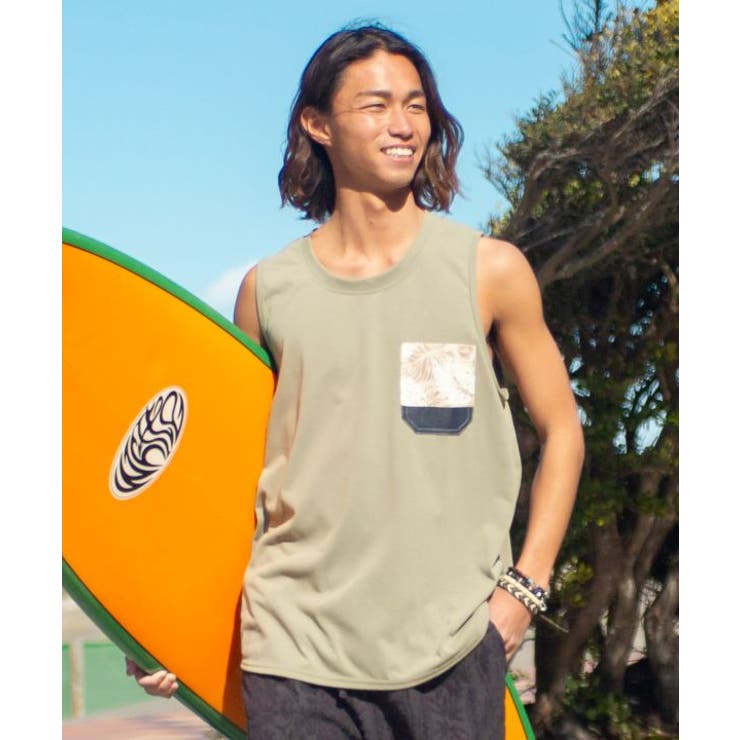カーキ | 【カヒコ】【UVカット加工】フーラリメンズタンクトップ | アミナコレクション 