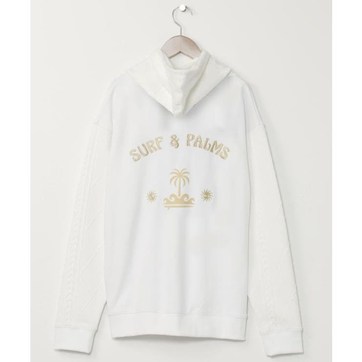 ホワイト | 【カヒコ】ダミアンメンズフードトップス【SURF&Palms】 | アミナコレクション