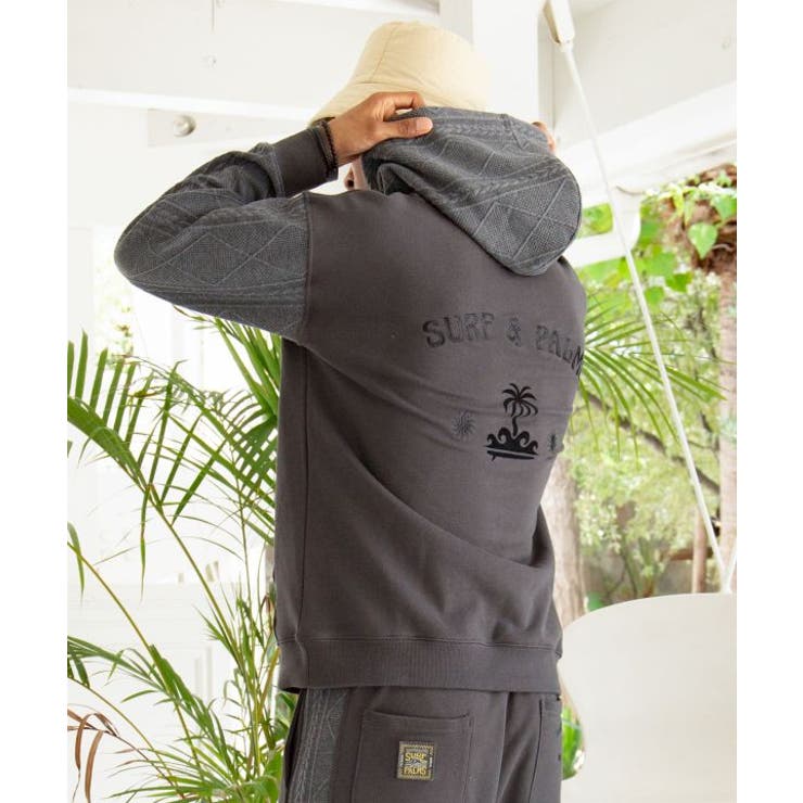 チャコール | 【カヒコ】ダミアンメンズフードトップス【SURF&Palms】 | アミナコレクション