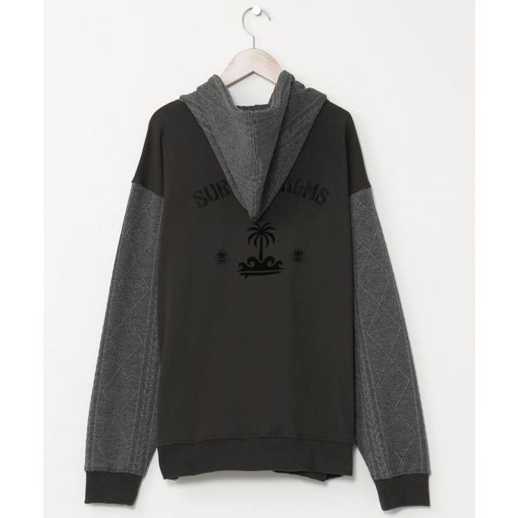 チャコール | 【カヒコ】ダミアンメンズジップアップパーカー【SURF&Palms】 | アミナコレクション