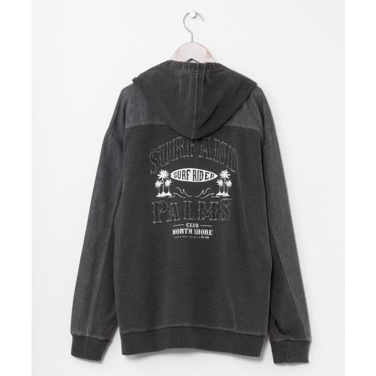 グレー | 【カヒコ】ショアメンズジップアップパーカー【SURF&Palms】 | アミナコレクション 
