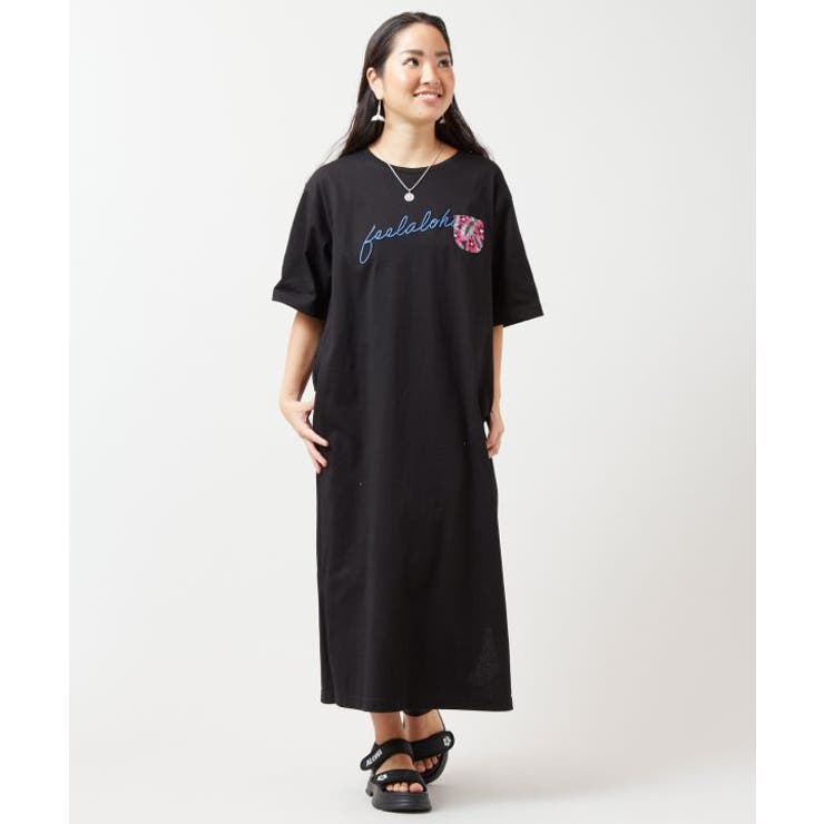 ブラック | 【カヒコ】エケアホUVカットTシャツワンピース | アミナコレクション 