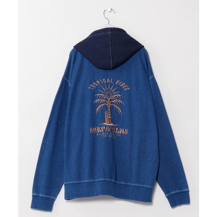 ネイビー | 【カヒコ】カホアメンズジップパーカー【SURF&Palms】 | アミナコレクション 