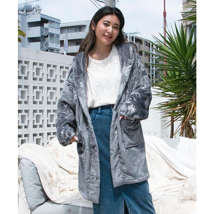 ダークグレー | 【カヒコ】ニウココフード付きルームカーディガン | アミナコレクション 