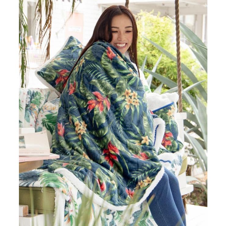 ネイビー系 | 【カヒコ】【裏ボア】プアラニブランケットL | アミナコレクション 