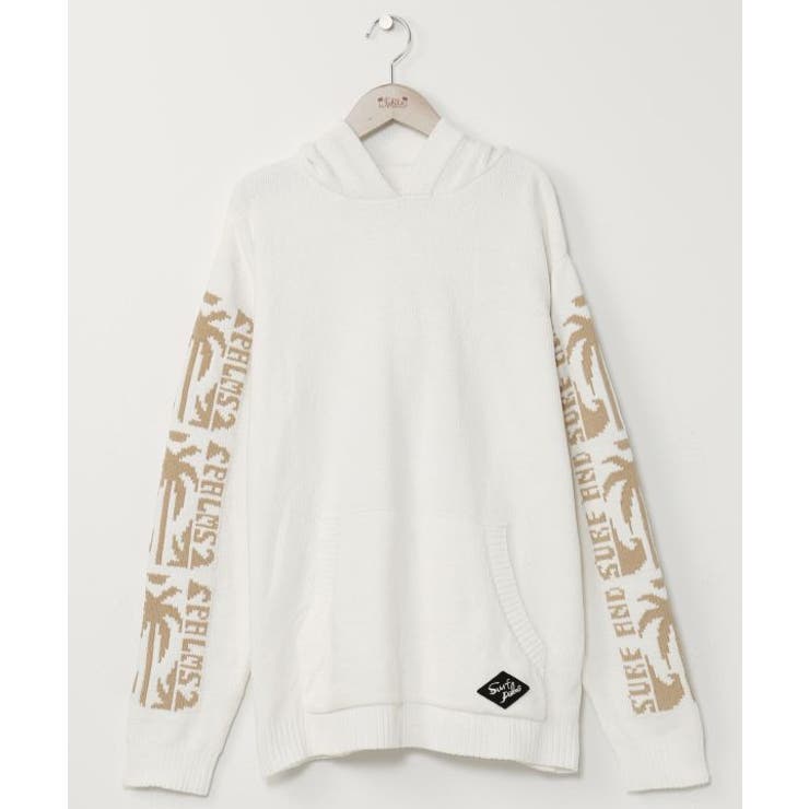 ホワイト | 【カヒコ】トムメンズニットフードトップス【SURF&Palms】 | アミナコレクション