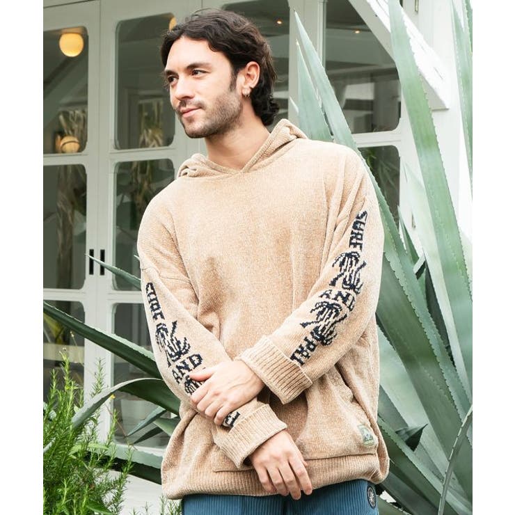 ベージュ | 【カヒコ】ホルアメンズニットフードトップス【SURF&Palms】 | アミナコレクション