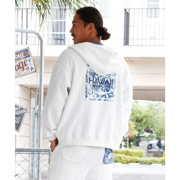 ホワイト | 【カヒコ】フイナハメンズジップアップパーカー | アミナコレクション 