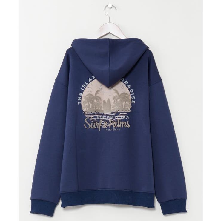 ネイビー | 【カヒコ】オレリーメンズジップアップパーカー【SURF&Palms】 | アミナコレクション 