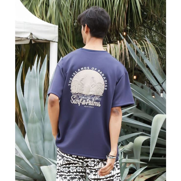 ネイビー | 【カヒコ】オレリーメンズTシャツ【SURF&Palms】 | アミナコレクション 