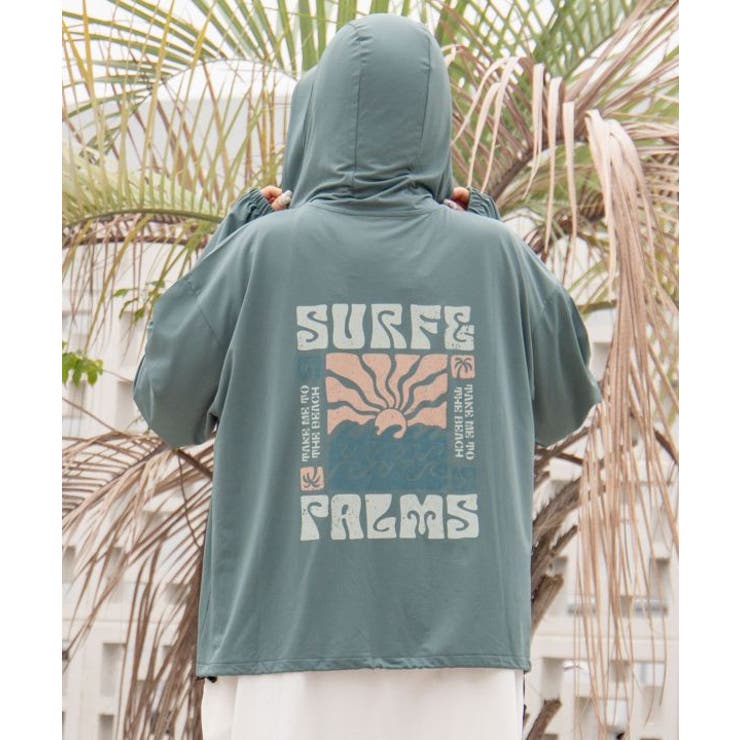 ブルー | 【カヒコ】【ＵＶカット加工】ビリージップアップパーカー【SURF&Palms】 | アミナコレクション 