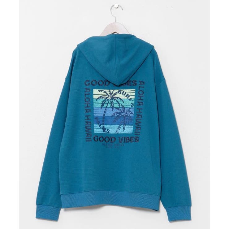 ブルー | 【カヒコ】カハルウメンズジップアップパーカー【SURF&Palms】 | アミナコレクション 