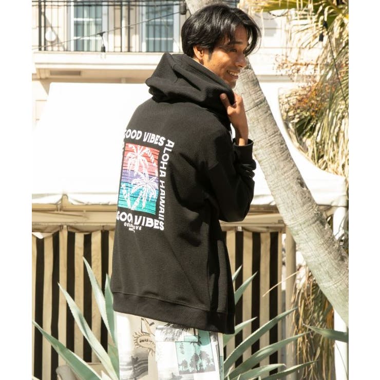 ブラック | 【カヒコ】カハルウメンズジップアップパーカー【SURF&Palms】 | アミナコレクション 