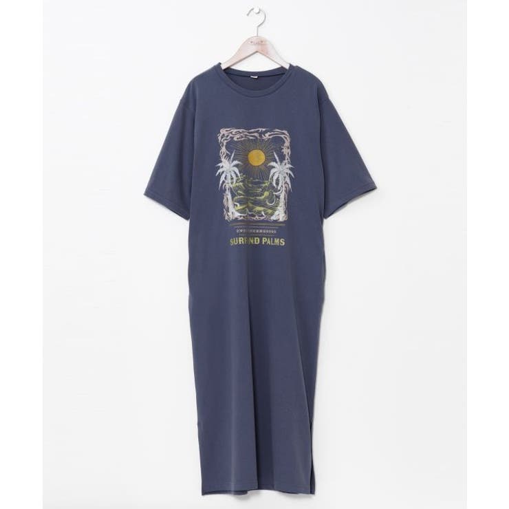 ネイビー系 | 【カヒコ】アドリアーノTシャツワンピース【SURF&Palms】 | アミナコレクション 