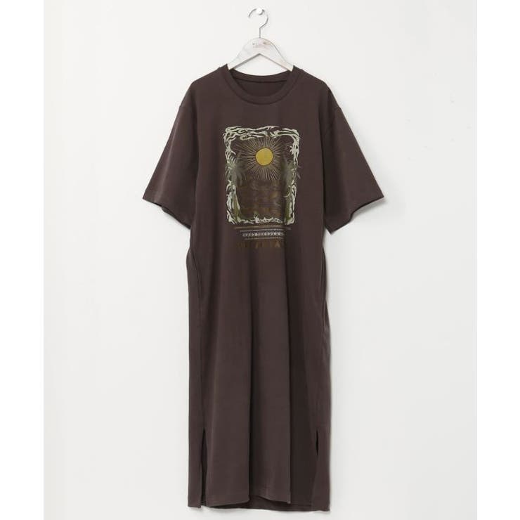 チャコール | 【カヒコ】アドリアーノTシャツワンピース【SURF&Palms】 | アミナコレクション 