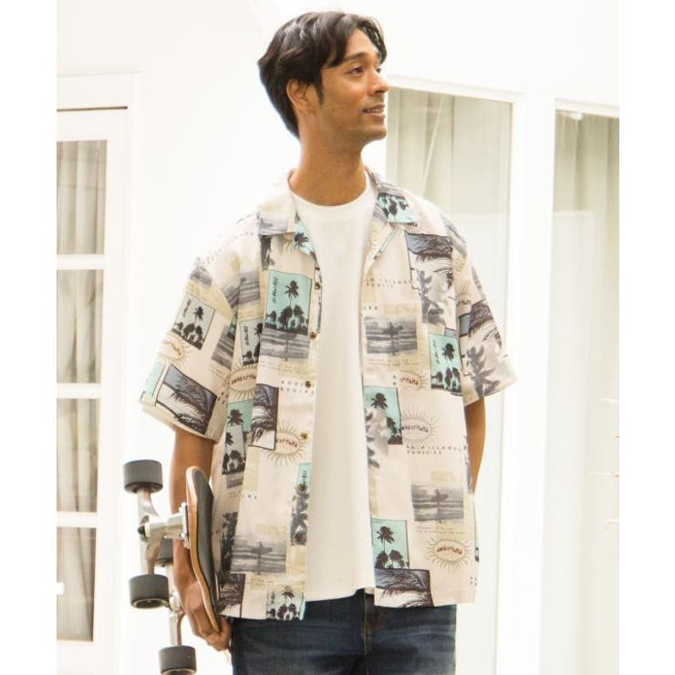 ベージュ | 【カヒコ】キプカイメンズシャツ【SURF&Palms】 | アミナコレクション 
