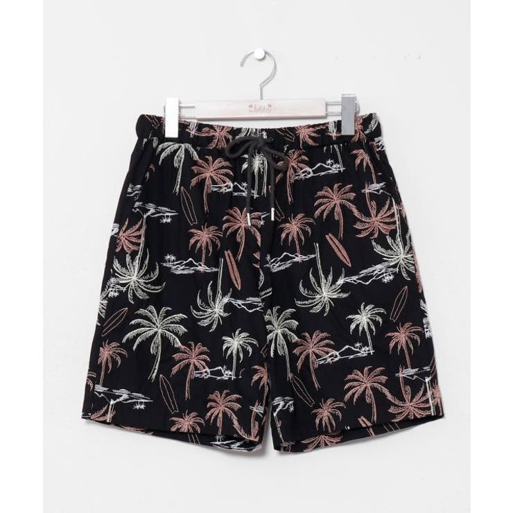ブラック | 【カヒコ】アイナロアメンズハーフパンツ【SURF&Palms】 | アミナコレクション 
