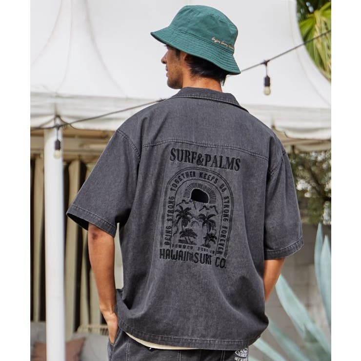 ブラック | 【カヒコ】【SURF&Palms】イタロメンズシャツ | アミナコレクション