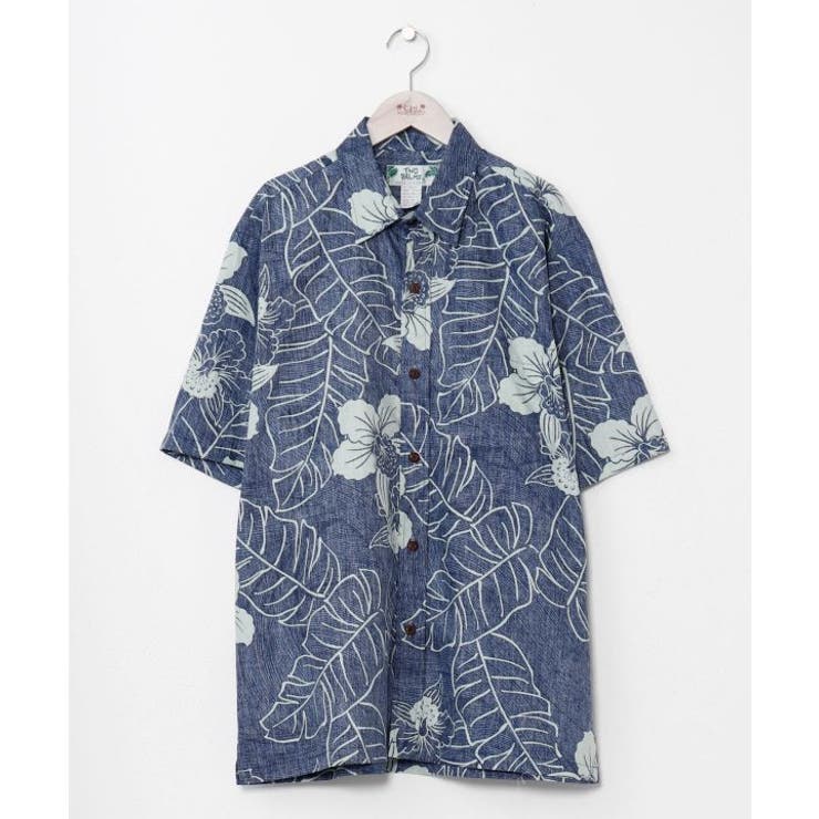 ネイビー | 【カヒコ】TWO PALMS ニイハウメンズアロハシャツ | アミナコレクション 