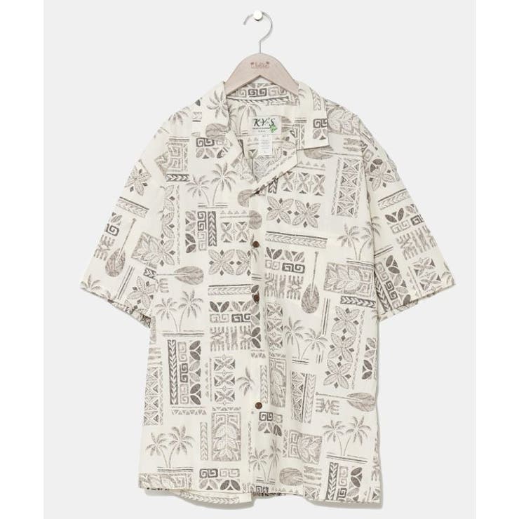 ホワイト | 【カヒコ】トラデタパアロハメンズシャツ | アミナコレクション