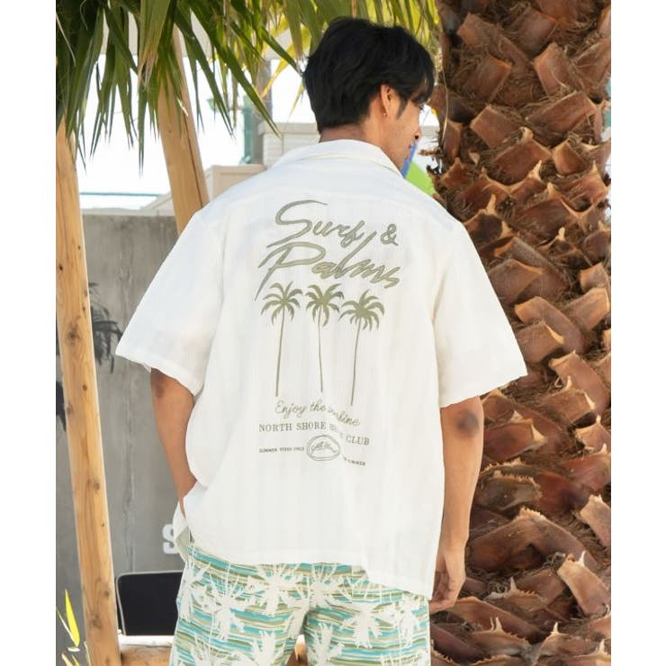 ホワイト | 【カヒコ】カホヌアメンズシャツ【SURF&Palms】 | アミナコレクション 