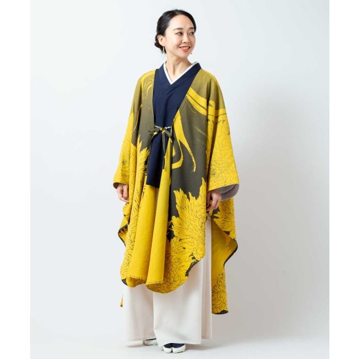 イエロー | 【カヤ】花墨長羽織 | アミナコレクション 