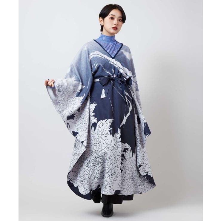 ネイビー | 【カヤ】花墨ワンピース | アミナコレクション 