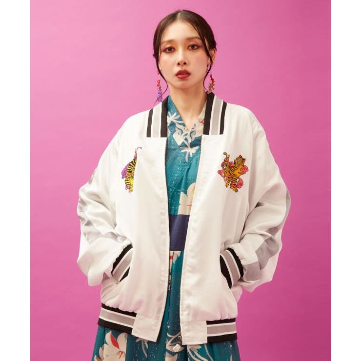 ホワイト | 【カヤ】【刺子ジャン】刺繍スーベニアジャケット《中村杏子×倭物やカヤ》 | アミナコレクション 
