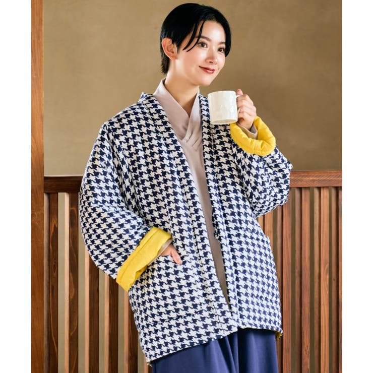 ブラック | 【倭物やカヤ】色衣千鳥メンズ半纏 | アミナコレクション