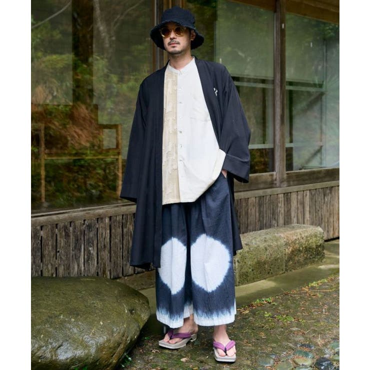 【カヤ】片身替わりメンズバンドカラーシャツ | アミナコレクション  | 詳細画像1 