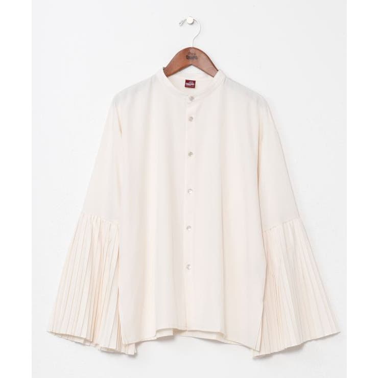 ホワイト | 【カヤ】襞寄せバンドカラーシャツ | アミナコレクション 