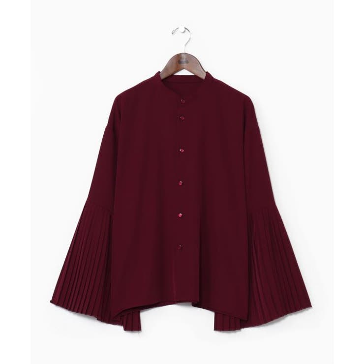 レッド | 【カヤ】襞寄せバンドカラーシャツ | アミナコレクション 