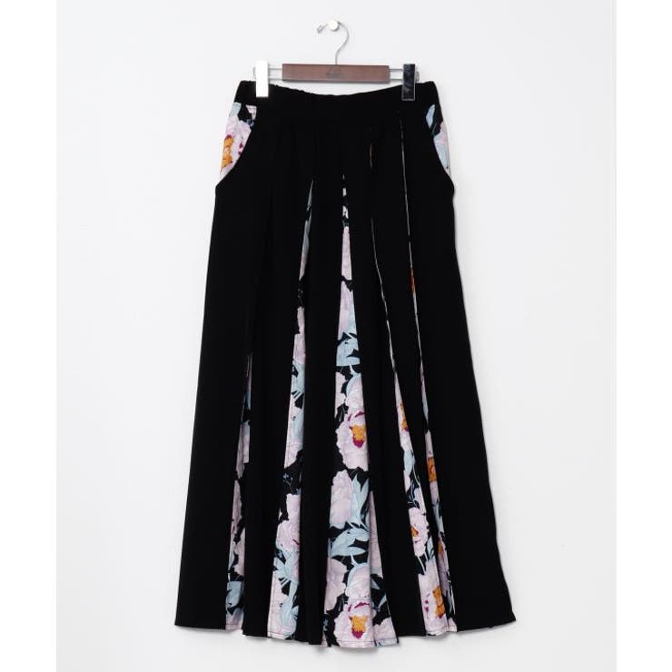 ブラック | 【カヤ】花便り八掛スカート | アミナコレクション 