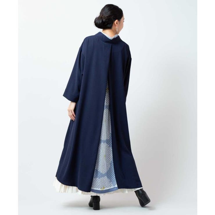 ネイビー | 【カヤ】透かし柄八掛ワンピース | アミナコレクション 