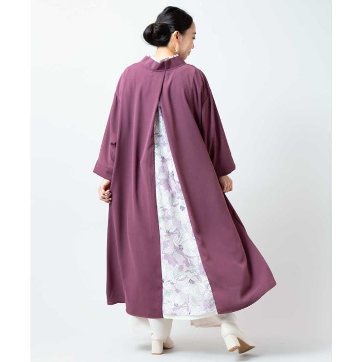 パープル | 【カヤ】透かし柄八掛ワンピース | アミナコレクション 
