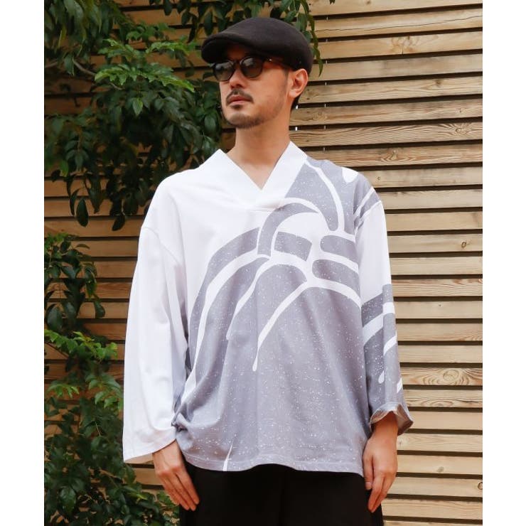 ホワイト×グレー | 【カヤ】福寄せメンズトップス | アミナコレクション 