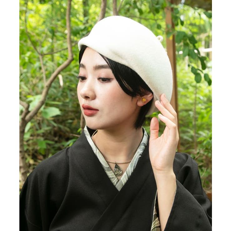 ホワイト | 【カヤ】ハイカラレトロベレー帽 | アミナコレクション 