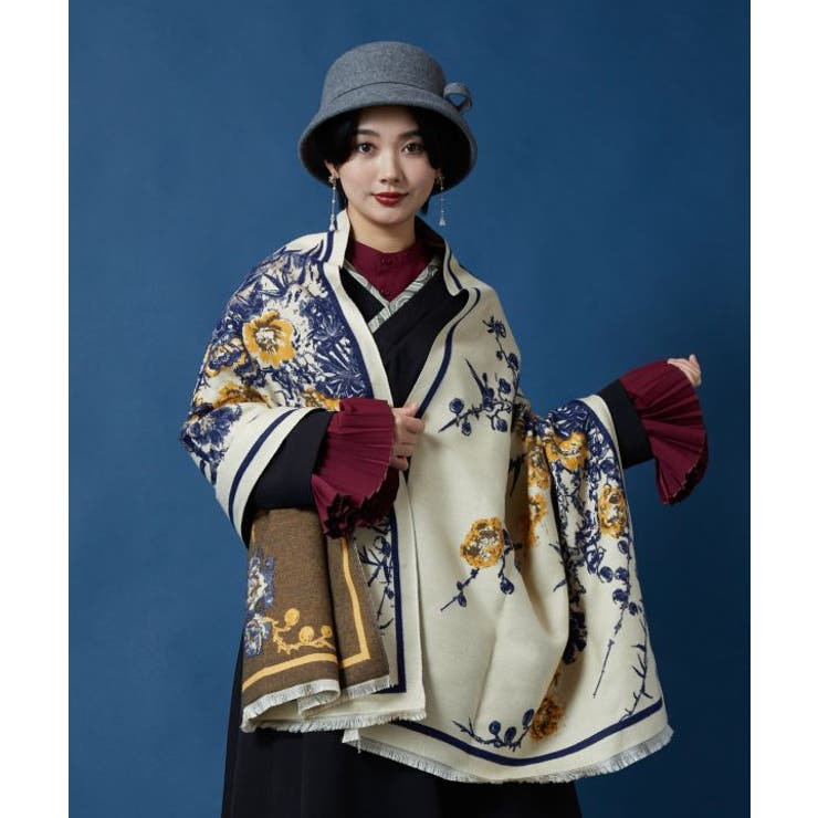 イエロー | 【カヤ】花綴りストール | アミナコレクション 