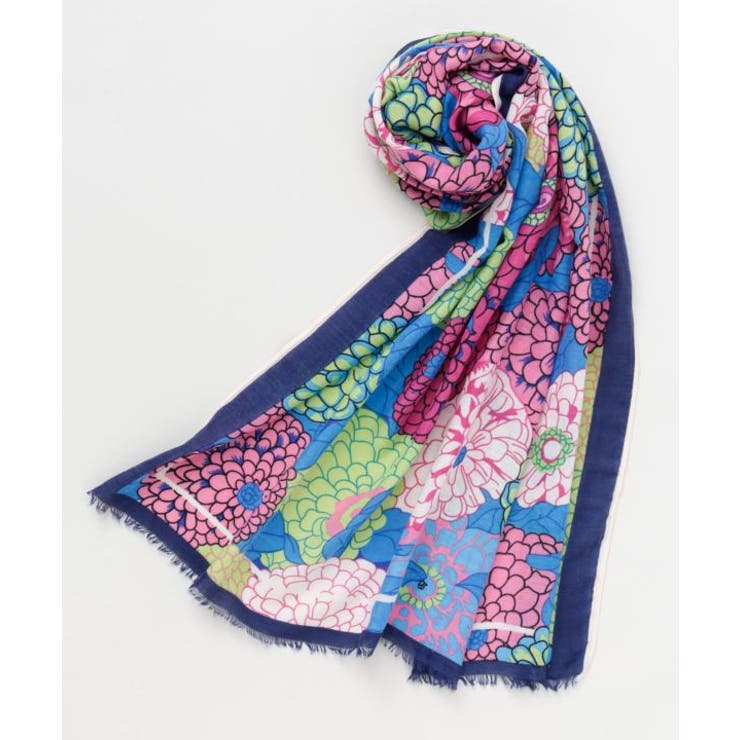 ブルー | 【カヤ】花々ストール | アミナコレクション 