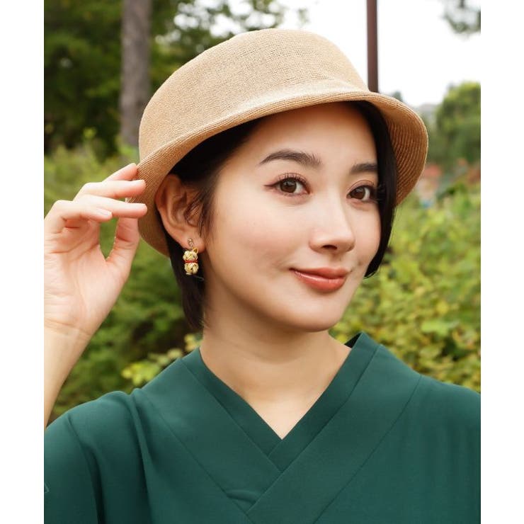 ベージュ | 【カヤ】和モダン重ねハット | アミナコレクション 