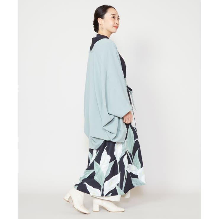 ワモノヤカヤ　新品未使用タグ付き水芭蕉羽織付きロングワンピースFREE SIZE カヤ カヤ 【カヤ】水芭蕉 羽織付きワンピース （ネイビー