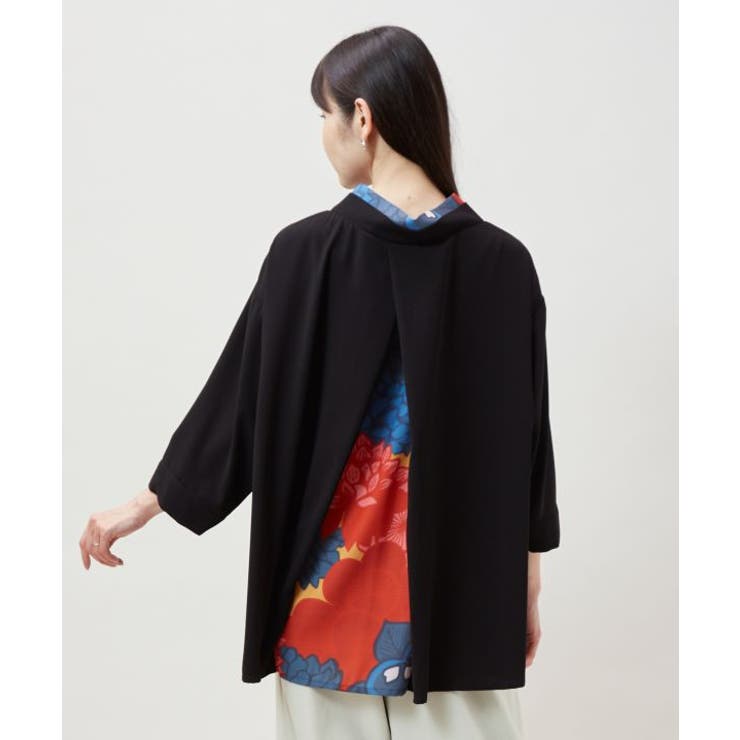 ブラック | 【カヤ】花盛り八掛トップス | アミナコレクション 
