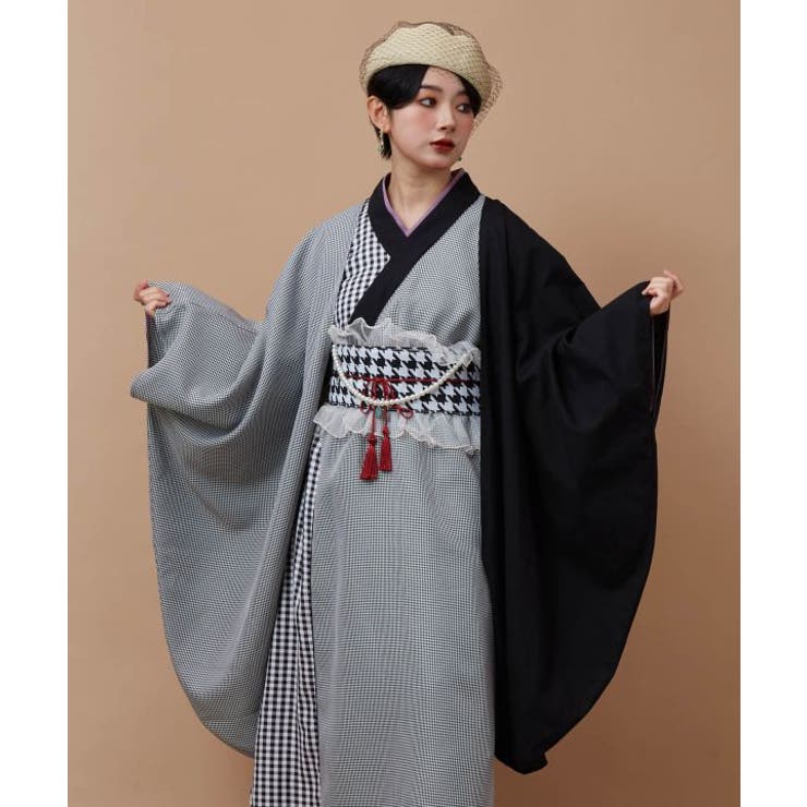 スミクロ | 【カヤ】モガ格子振袖羽織 | アミナコレクション 