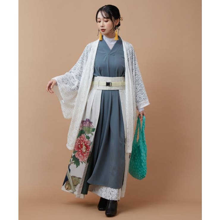 ホワイト | 【カヤ】花鳥 重ね着用スカート | アミナコレクション 
