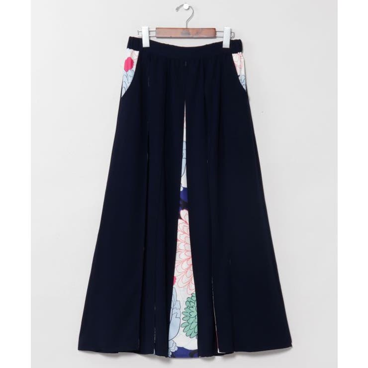 ネイビー | 【カヤ】花盛り八掛新スカート | アミナコレクション 