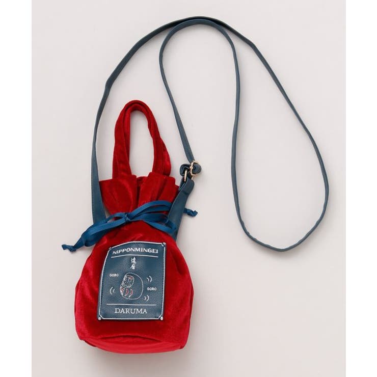 レッド | 【カヤ】民芸ベロア巾着ミニショルダーバッグ | アミナコレクション 