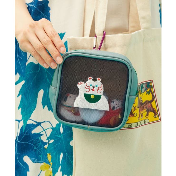 ブルー | 【カヤ】民芸メッシュポーチ | アミナコレクション 