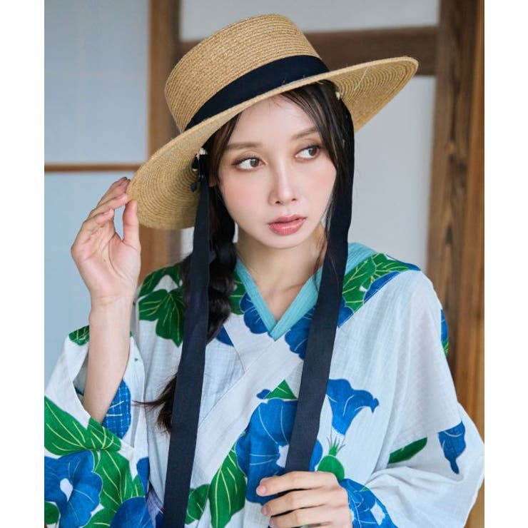 ブラック | 【カヤ】夏の紐ハット | アミナコレクション 