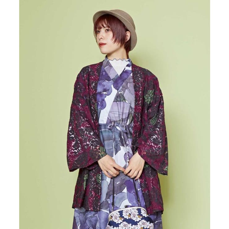 パープル | 【カヤ】透かし柄羽織 | アミナコレクション 