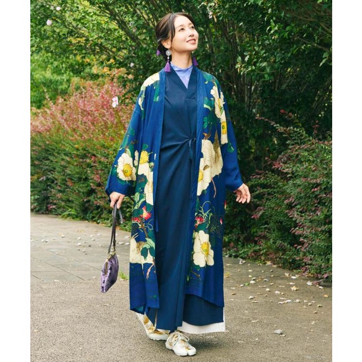 ネイビー | 【カヤ】【ＵＶカット加工】花鳥羽織 | アミナコレクション 